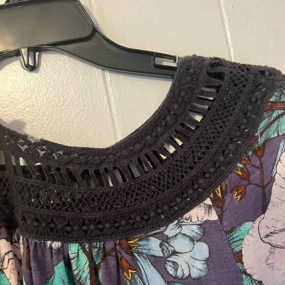 Anthropologie meadow rue boho knit crochet neck Flowy floral blouse size medium - Picture 3 of 7